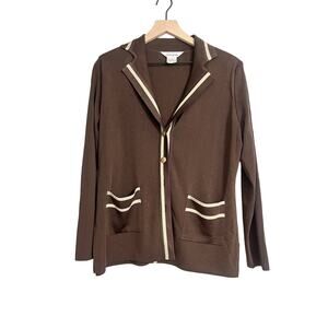 Exclusively Misook  Brown and Gold Knit Cardigan Small
